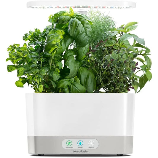 AeroGarden Harvest Indoor Garden Hydroponic System with LED Grow Light and Herb Kit, Holds up to 6 Pods, Black(White)